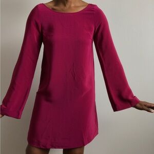 ELIZABETH JAMES WOMENS DRESS LONG SLEEVE PINK MINI SHIFT XS